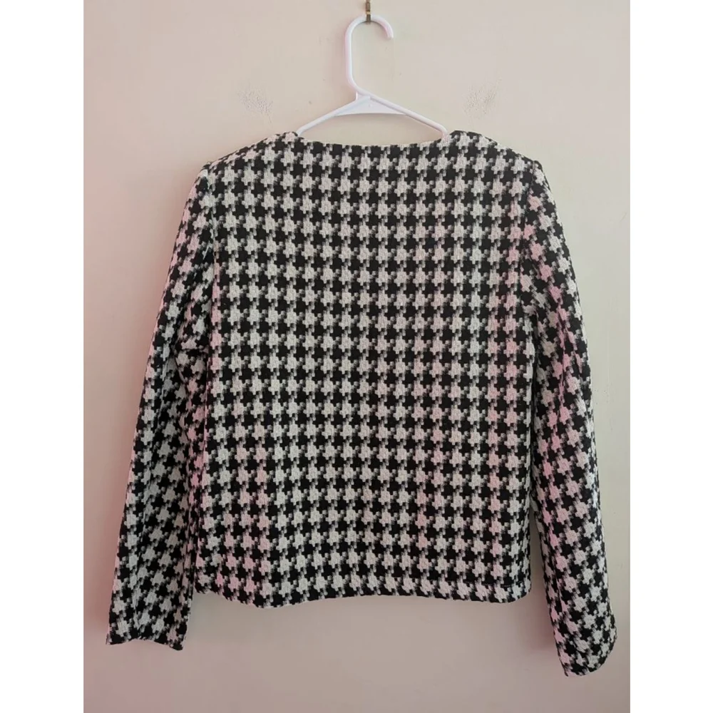 Women's SHEIN Houndstooth Blazer S Black White